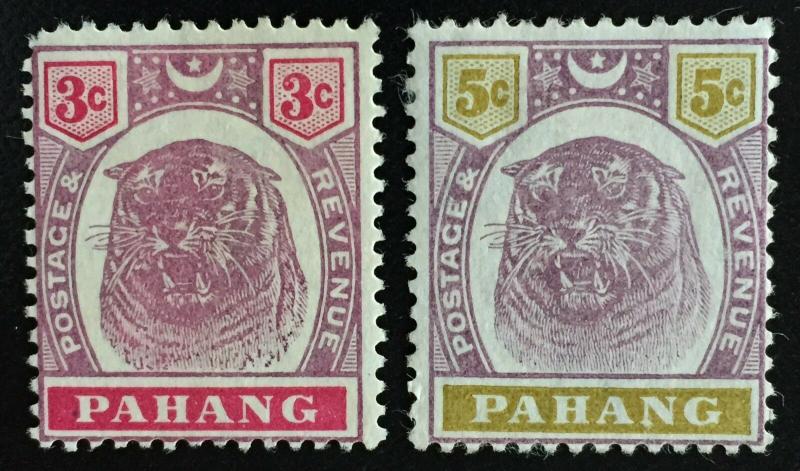 Malaya Pahang 1895 Tiger 3c & 5c MH SG#14 & 16 M2016 