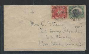 LIBERIA (P0912B) 1896 4C ELEPHANT +1 COVER MONROVIA TO USA