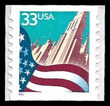 PCBstamps   US #3281c 33c Flag & City, coil, MNH, (2)