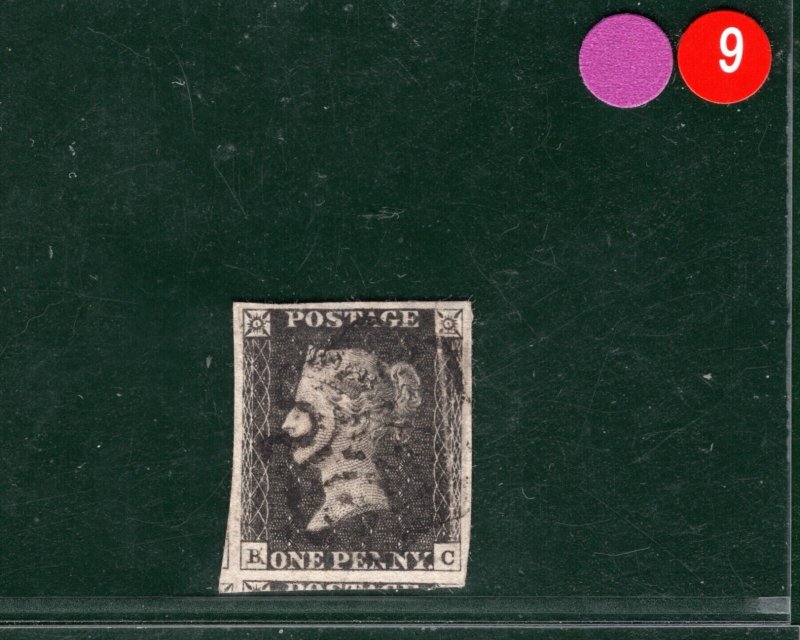 GB PENNY GREY-BLACK 1840 SG3 1d Plate 11 (BC) MAJOR RE-ENTRY Rare c£5,750- PRED9