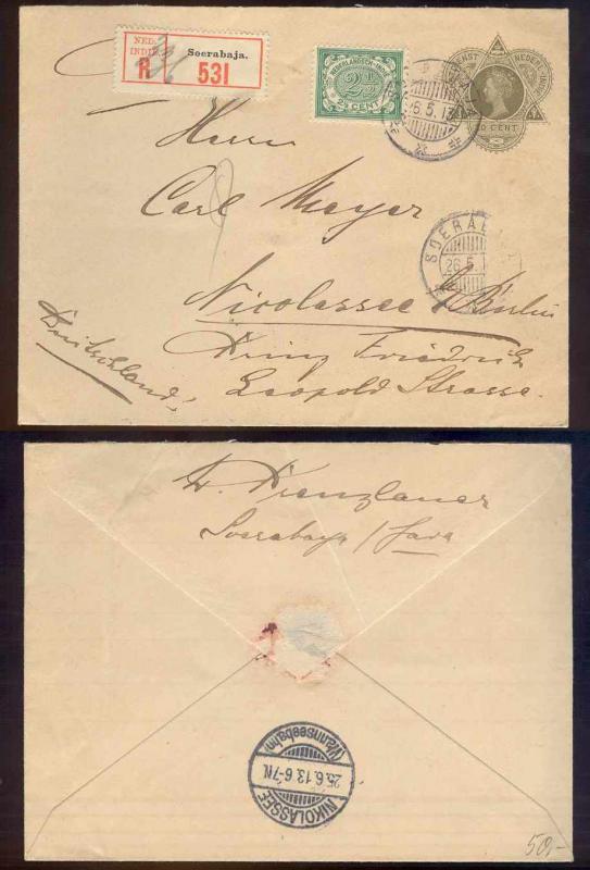 Netherlands Indies 1913 PS ENVELOPE H&G B29 & Sc 41