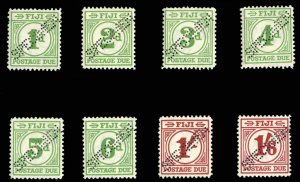 Fiji #J12-19S (SG D11-18s) Cat£250, 1940 Postage Dues, set of eight, perfora...