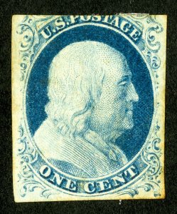 US Stamps # 9 MH F-VF Scott Value $725.00 