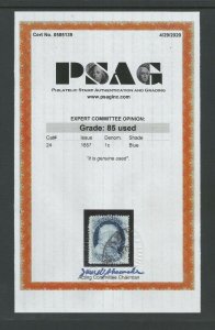 # 24, Used, VF/XF. PSAG graded 85 cert. CV $ 120.00