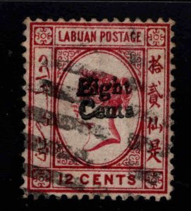 LABUAN Scott 14, Used 1881 surcharged stamp, CC Wmk 1, CV $170