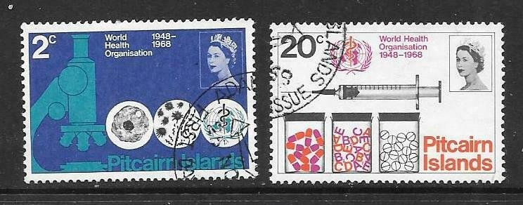 PITCAIRN ISLANDS SG92/3 1968 WORLD HEALTH ORGANISATION  FINE USED