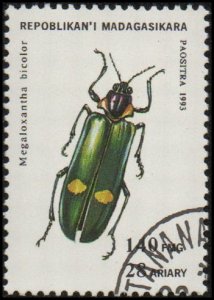 Malagasy Republic 1218 - Cto - 140fr Metallic Wood-boring Beetle (1994)