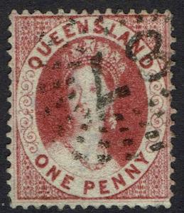 QUEENSLAND 1860 QV CHALON 1D WMK SMALL STAR PERF 14 USED 