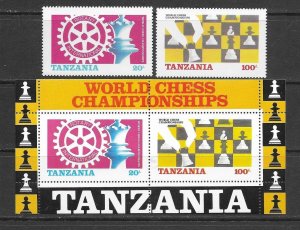 Tanzania 304-5a MNH Chess  set cpl. X 10, vf. 2022 CV $ 30.00