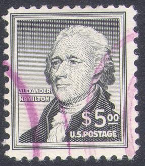 1053 $5 Hamilton Used Light Purple Cancel 