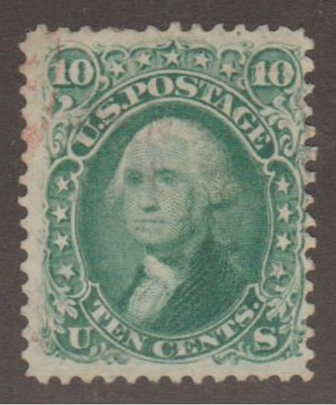 U.S. Scott #68 Washington Stamp - Used Single - Red Cancel