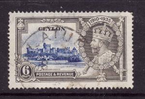 Ceylon-Sc#260-used KGV-6c Silver Jubilee-1935-