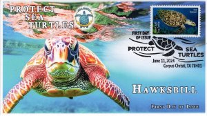 24-148, 2024, Protect Sea Turtles,  First Day Cover, Pictorial Postmark, Hawksbi