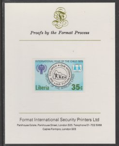 LIBERIA 1979 YEAR OF THE CHILD  imperf proof mounted on Format Int Proof Card