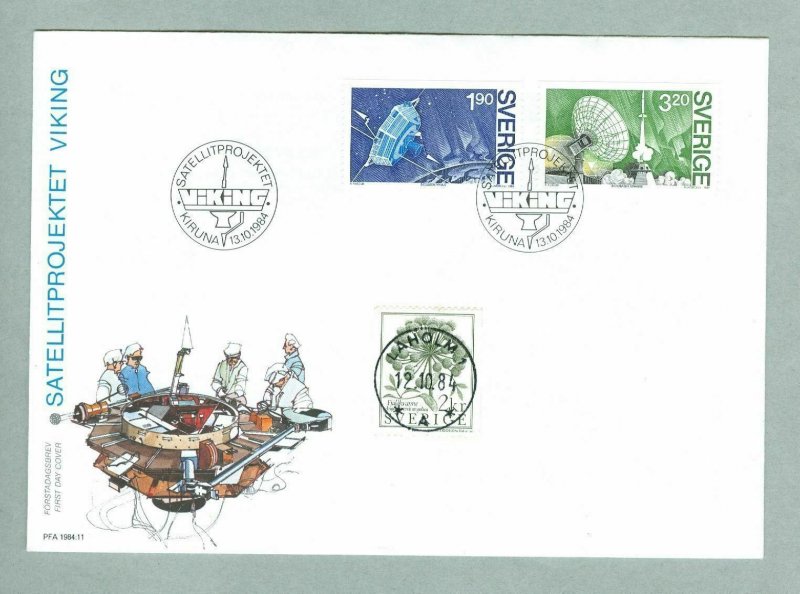 Sweden. FDC 1984.  The Viking Satellite Project. Engrav: M. Morck. + Spc. Cancel