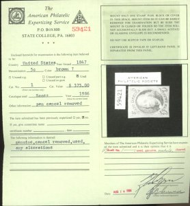 U.S. #1 USED WITH APS CERT