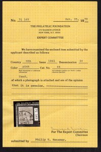 US #64. Extra Fine. Philadelphia PA 1862 cancel. With 1978 PF certificate.