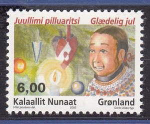 Greenland MNH 2005 Scott #466 6k Girl, ornaments, candle - Christmas