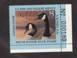 JDS5 Junior Duck Stamp.Plate Numbered Single. MNH.   #02 JDS5PNSBR