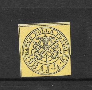 ROMAN STATES 1852-67 4b YELLOW  MH SIGNED Sc 5a