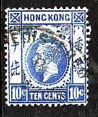 Hong Kong-Sc#114- id6-used 10c ultramarine KGV-1912-14-