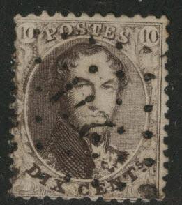 Belgium Scott 14c Used King Leopold I perf 12.5x13.5 1863 