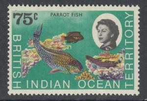 XG-L756 BIOT - Fish, 1968 Parrot Fish, Q. Elizabeth II, 75C MNH Set