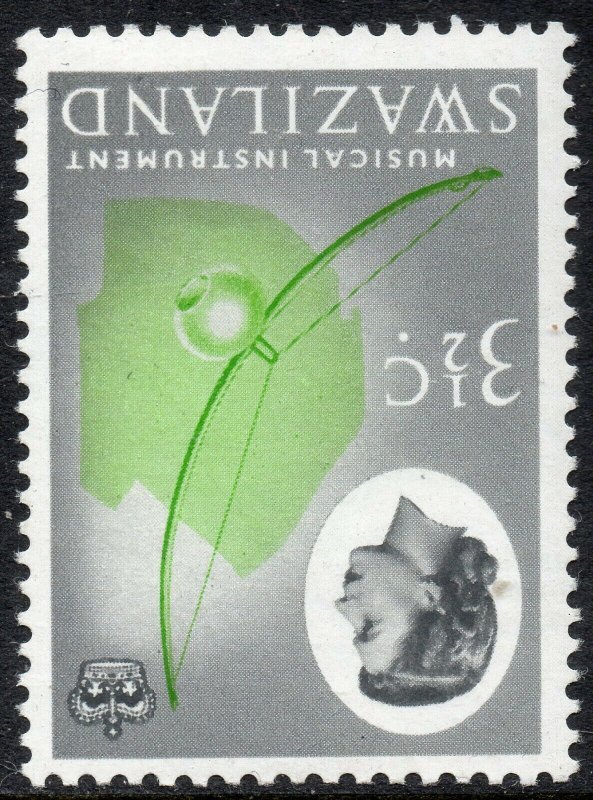 1968 Swaziland Sg 94w 3½c yellow-green and deep grey Inverted Watermark UMM