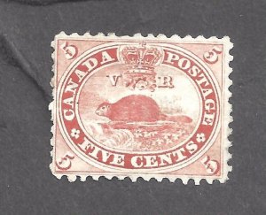 Canada # 15ii VF MINT OGLH 1859 5c LIGHT ORANGE-RED BEAVER BS26881