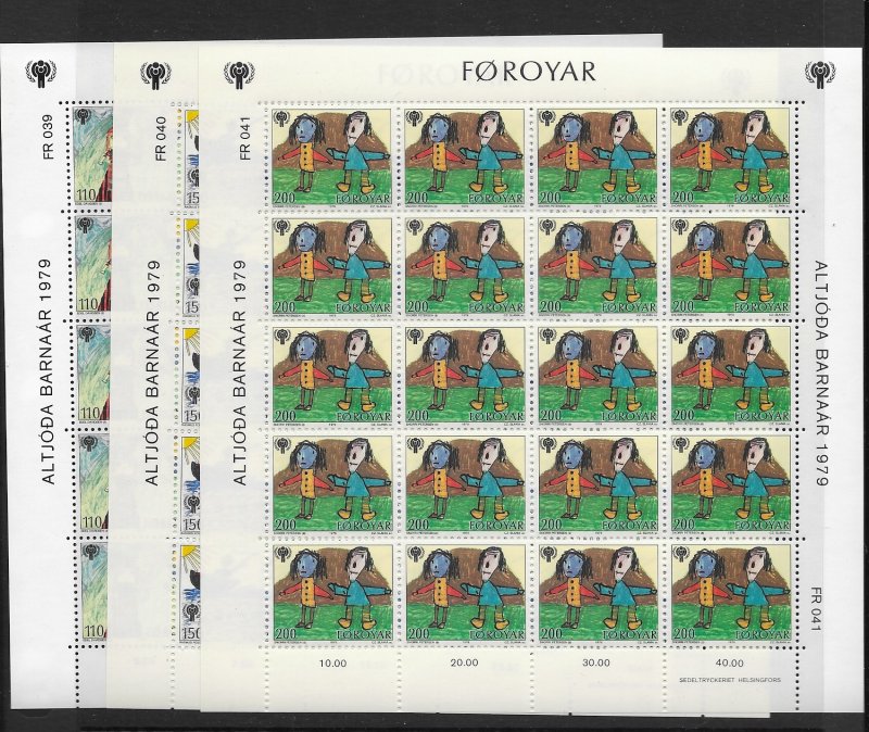 Faroe Island 43-4, 86-9 sheet stock MNH 8 cpl. sets vf, 2020 CV $356.00