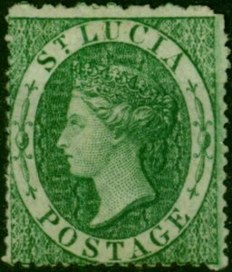 St Lucia 1860 (6d) Green SG3 Fine & Fresh Unused