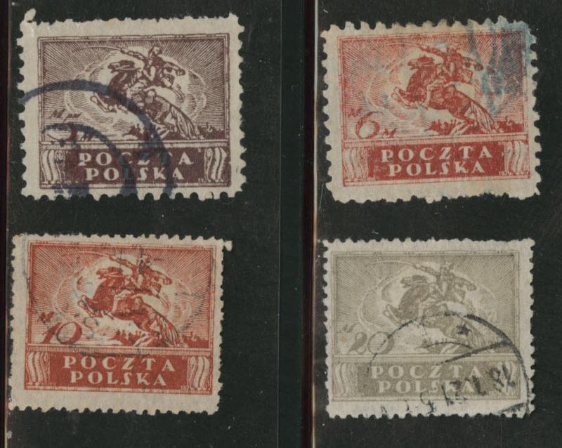 Poland Scott 145-148 used 1919 key stamps to set