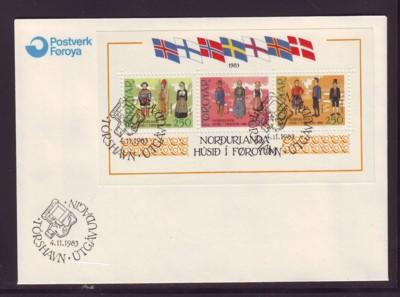 Faroe Islands Sc101 1983 costumes stamp sheet FDC