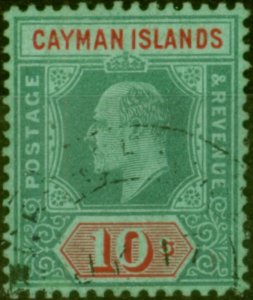 Cayman Islands 1907 10s Green & Red-Green SG34 V.F.U