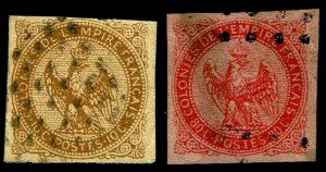 1859-65 French Colonies #3 & 6 Eagle & Crown Used - VF & VF/XF - $68.00 (E#4272)