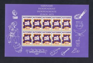 Surinam  #424 -426  MNH 1975  Independence . 3 sheets 10 x 25c,10x50c and 10x75c