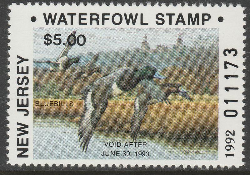 U.S.-NEW JERSEY 19-20, STATE DUCK HUNTING PERMIT STAMPS. MINT, NH. VF