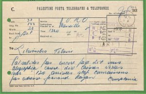 ZA1567 - PALESTINE Israel - POSTAL HISTORY - TELEGRAM  Tel Aviv 1937