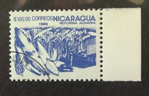 Nicaragua 1986 Scott 1538 CTO -  100.00 C$,  Agrarian Reform,  Bananas