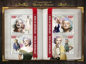 Niger Marilyn Monroe Stamps 2021 MNH Celebrities Actresses Famous People 4v M/S