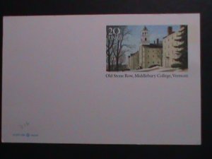 ​UNITED STATES-1999- OLD STONE ROW,MIDDLEBURY COLLEGE, VERMONT-MNH- POST CARD