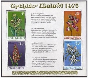 Malawi 255-258, 258a sheet, MNH. Michel 246-249, Bl.40. Orchids 1975. Habenaria.