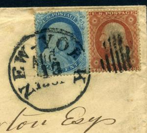 Scott #20 Franklin & #26 Washington Used Stamps on Cover with Cert (Stock#20-27)