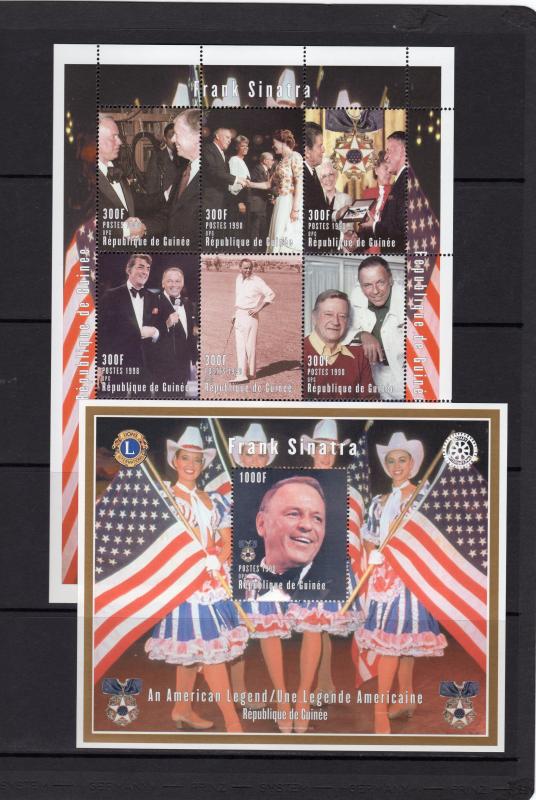 Guinea 1998 FRANK SINATRA AN AMERICAN LEGEND 2 Sheetlets (9) + 3 SS Perf.MNH