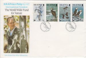 Isle of Man -1989 -  Sea Birds - set of 4,  on  FDC