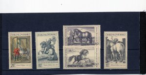 CZECHOSLOVAKIA 1969 PAINTINGS/HORSES SET OF 5 STAMPS MNH