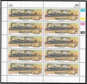 South Africa-Bophuthatswana  #264 50c Locomotives sheet of 10 (MNH) CV$17.50