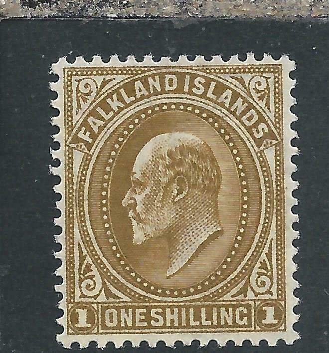 FALKLAND IS 1904-12 1s BROWN MM SG 48 CAT £45