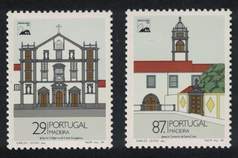 Madeira Churches 'Brasiliana 93' 2v 1989 MNH SG#248-249