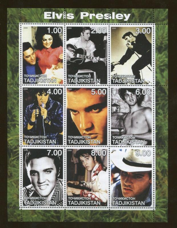 2000 Tajikistan Commemorative Souvenir Stamp Sheet - Elvis Presley